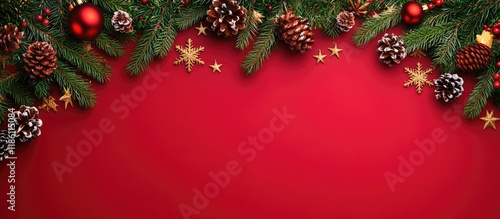 On a red background at the ...