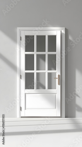 Elegant white door showcase modern interior architectural design bright environment minimalist perspective