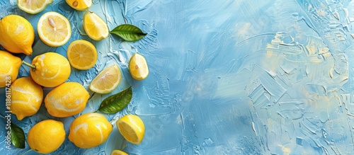 Whole lemons arranged on a ...