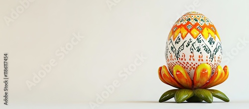 An egg featuring a pattern ...