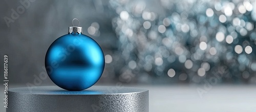 A blue Christmas bauble sit...
