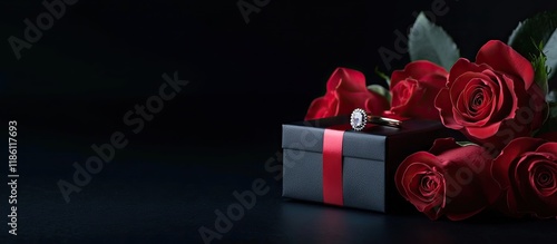 Red roses a ring and a gift...
