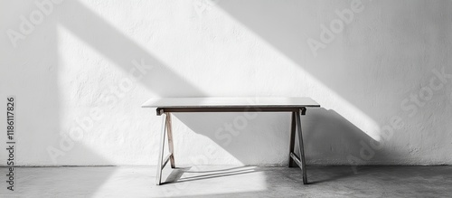 A solitary table on a simpl...