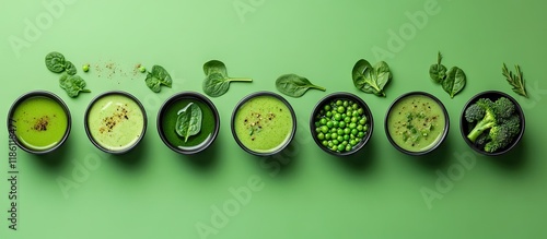Green cream soup set A sele...