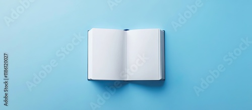 Empty notebook on blue back...