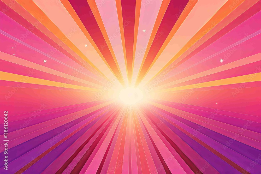 Fototapeta premium Vivid sunrise burst with radiant pink and orange tones, ideal for dynamic nature designs, creative artistic visuals, and vibrant abstract projects.