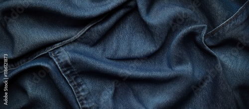 Jeans fabric featuring seam...