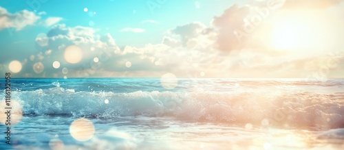 Blurred tropical beach with...