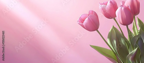 Pink tulips against a pink ...