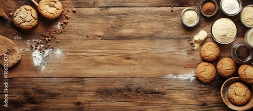 Baking cookies on a wooden ...