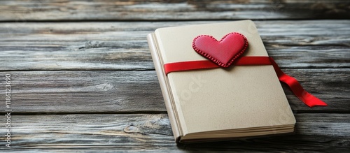 Notebook with a heart ribbo...