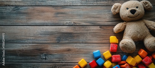 Toys on a wooden surface. w...