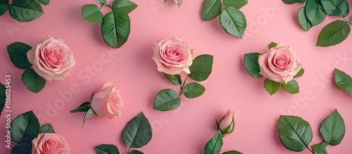 Pink roses and green foliag...