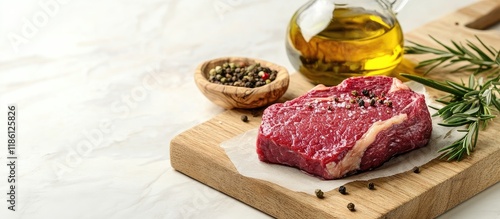 Raw beef steak on a light w...