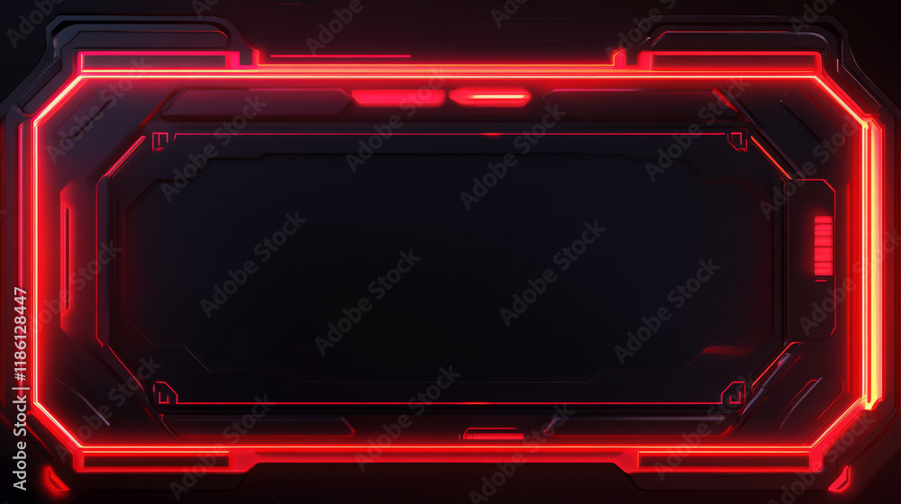 Game live stream panels, overlay frames and buttons with red neon glow. Vector cartoon set of ui interface for webcam video and streaming isolated on background Game live stream panels, overlay frames and buttons with red neon glow. Vector cartoon set of ui interface for webcam video and streaming isolated on background