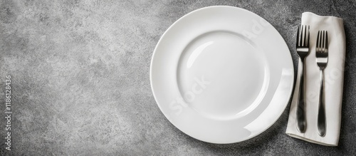 White porcelain plate cutle...