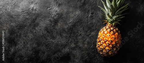 pineapple on a black stone ...