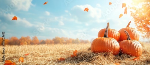 Orange Halloween pumpkins s...
