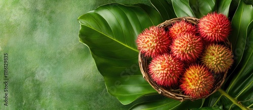 Fresh rambutans in a basket...