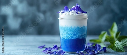 Butterfly pea blue tea latt...