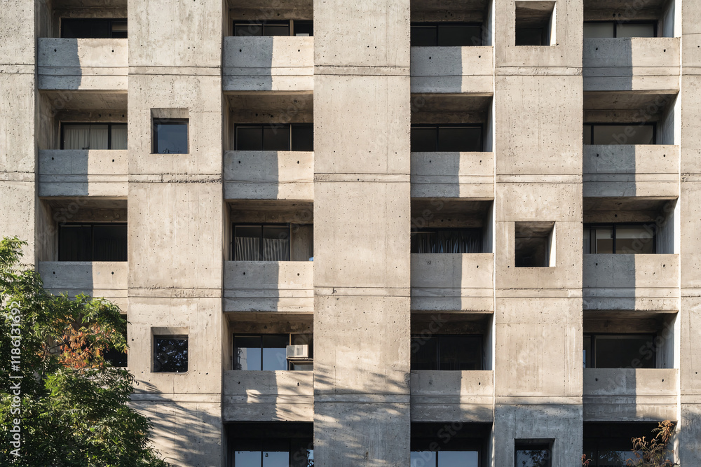 brutalist apartment complex, repetitive concrete patterns brutalist apartment complex, repetitive concrete patterns