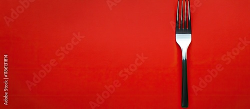 Fork on a red background. w...