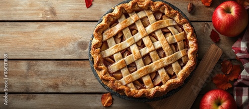 Homemade apple pie on a sto...