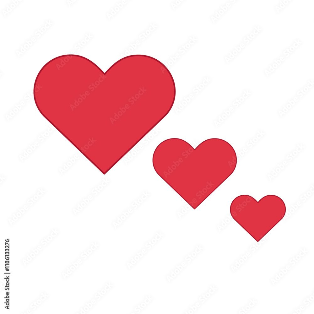 three red hearts isolated vector art design symbol icon three red hearts isolated vector art design symbol icon