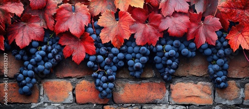 Red leaves of wild grapes w...