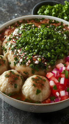 Aromatic Savory Matzah Ball Soup Recipe: A Realistic Food Photograph photo