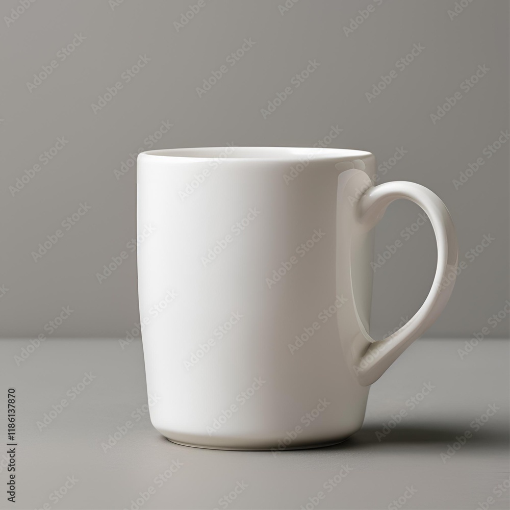 Blank white mug mockup on gray background. Blank white mug mockup on gray background.