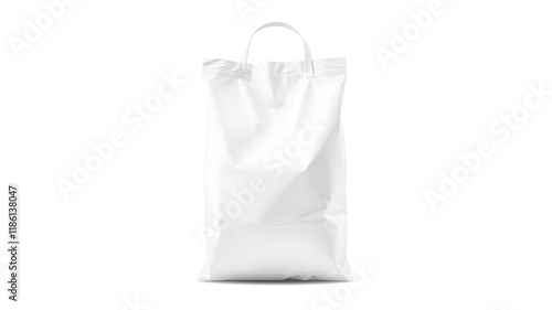 Realistic plastic bag with handle mockup. Vector illustration isolated on white background. Ready and simple to use for your design.