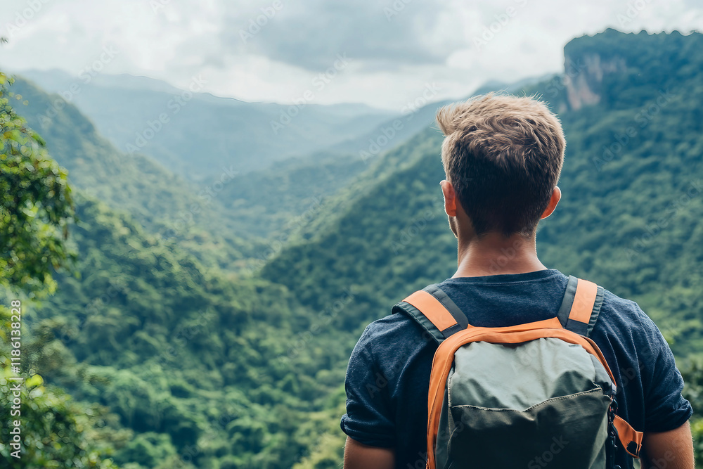 Generative AI photo of handsome man on vacation in tropics Generative AI photo of handsome man on vacation in tropics