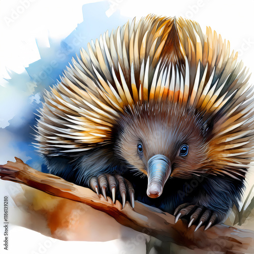 Echidna  illustration native Australian animals