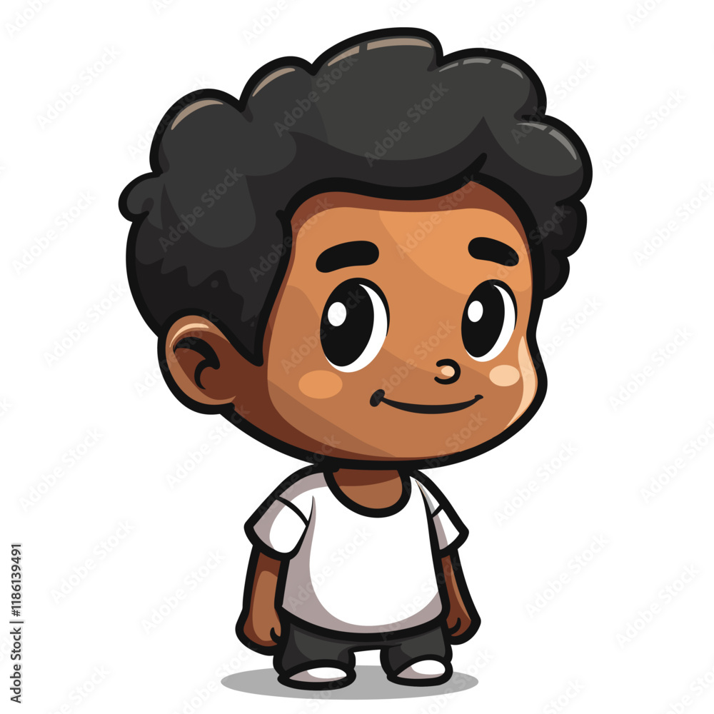 Cute African American boy cartoon isolated on white background. Vector illustration Cute African American boy cartoon isolated on white background. Vector illustration