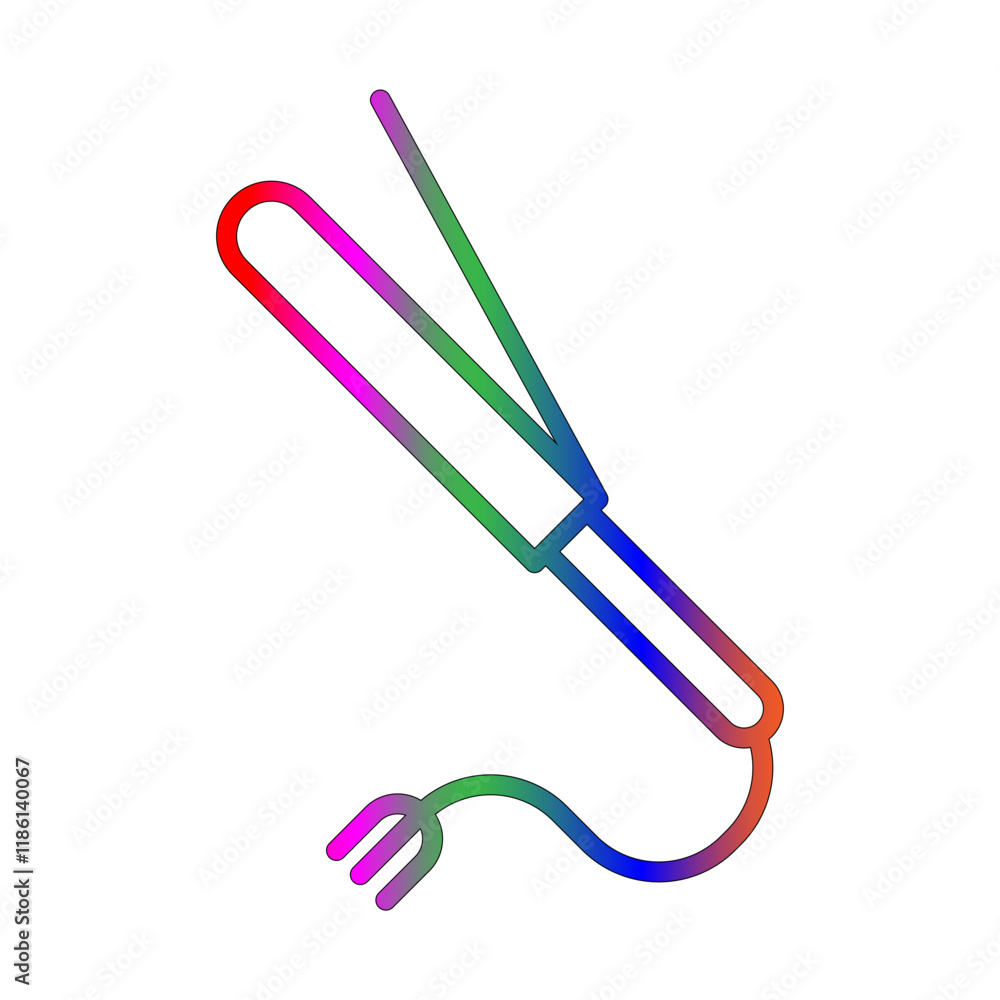 Curling iron icon line gradient Curling iron icon line gradient