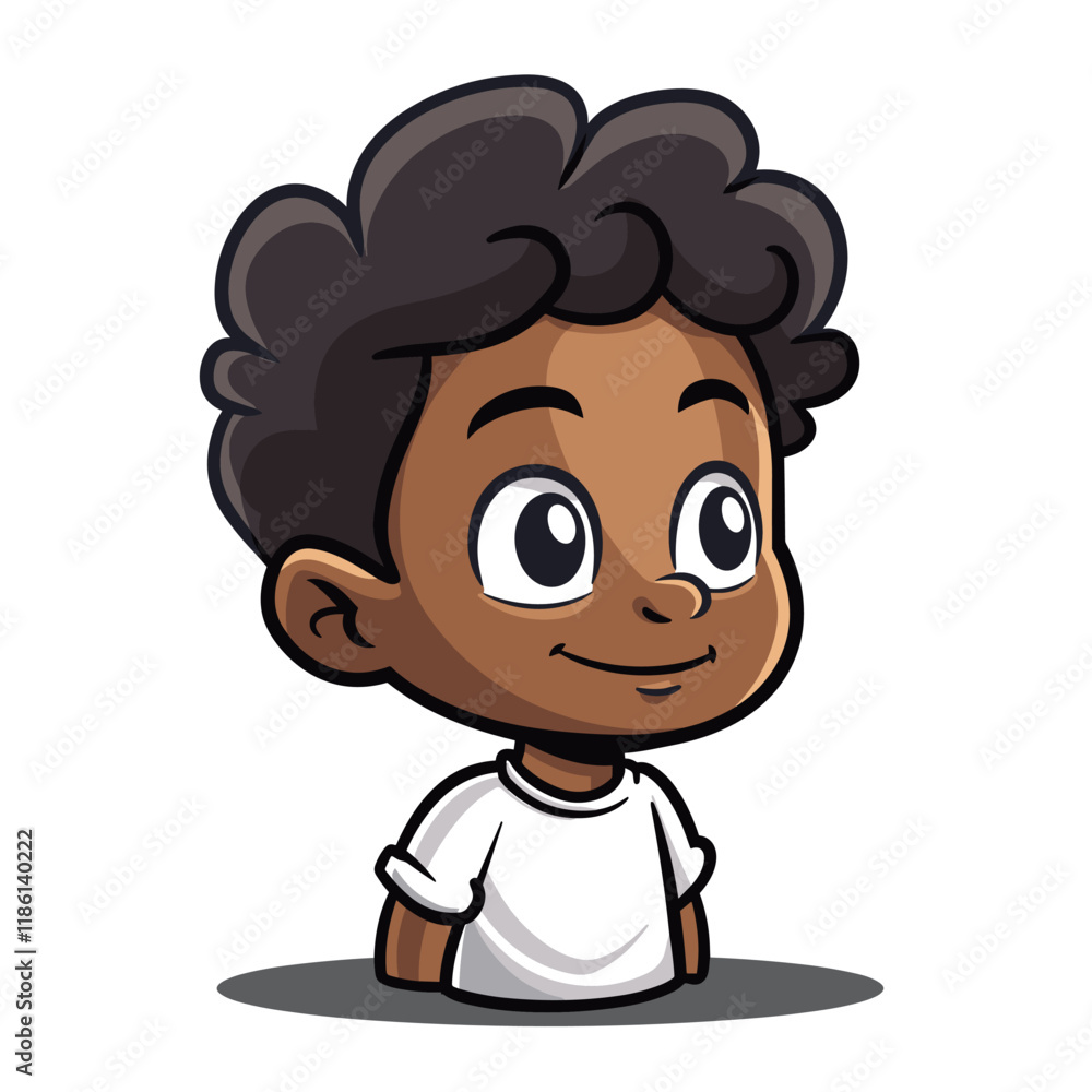 cute little African American boy cartoon vector illustration graphic design. cute little African American boy cartoon vector illustration graphic design.