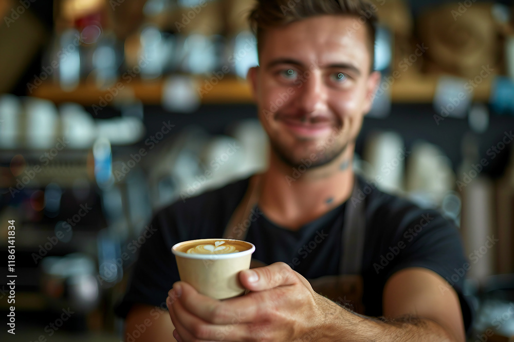 Barista Working in a Stylish Coffee Shop Setting Generative AI Image Barista Working in a Stylish Coffee Shop Setting Generative AI Image