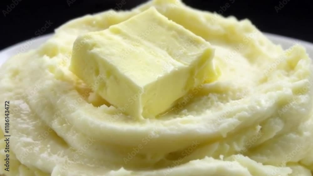 Close-up creamy mashed potatoes air pockets fluffiness butter melts luxurious top or Mashed creamy air pockets butter Close-up creamy mashed potatoes air pockets fluffiness butter melts luxurious top or Mashed creamy air pockets butter