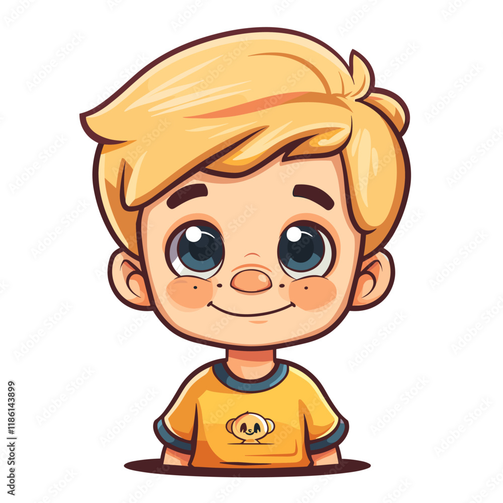 Cute boy with blond hair. Vector illustration isolated on white background Cute boy with blond hair. Vector illustration isolated on white background