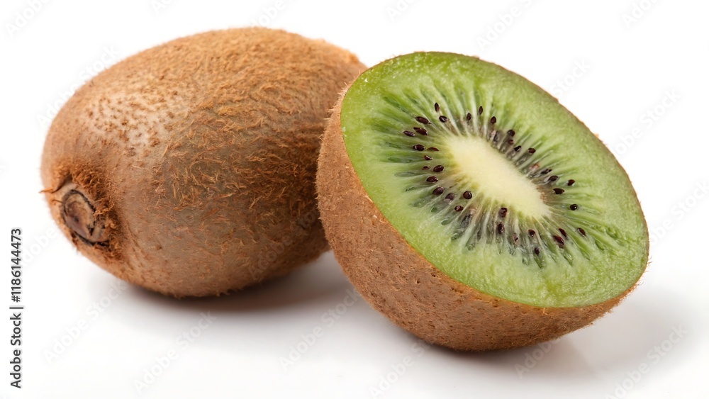 Single kiwi fruit isolated on a white background Single kiwi fruit isolated on a white background