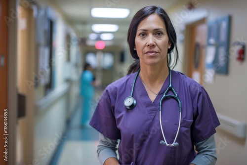 Free Download Confident Female Doctor in Hospital Corridor - GFXLoad