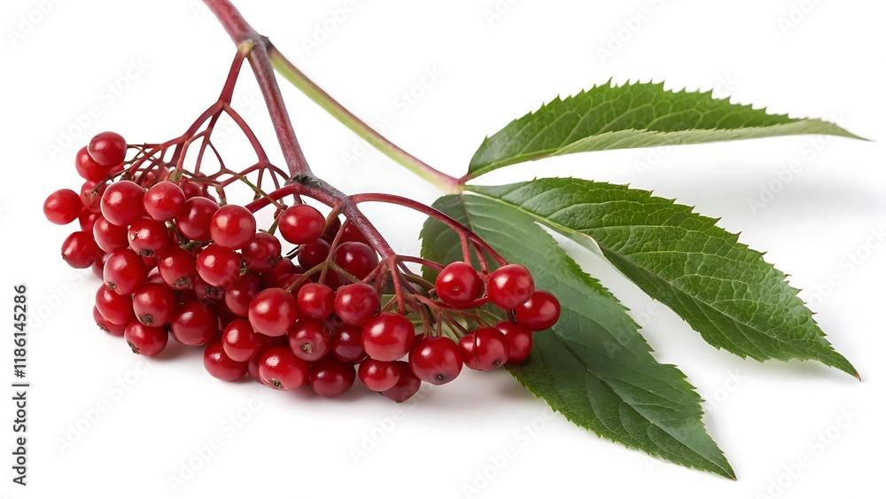 Single red elderberry isolated on a white background Single red elderberry isolated on a white background