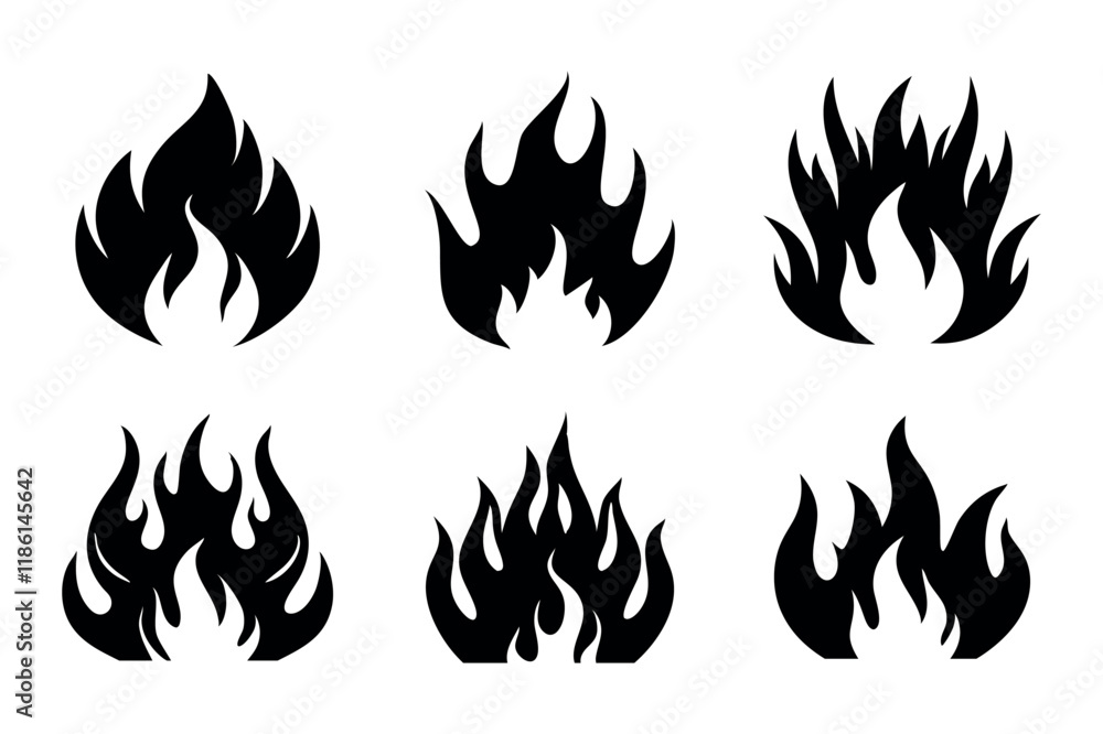 set of fire icons set of fire icons