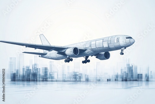 Airplane in Flight with Cargo Boxes in Background