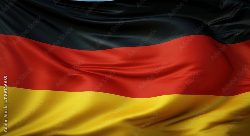 Naklejka premium German flag waving proudly in the wind, showcasing national colors