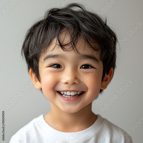 Smiling child's portrait Joyful, happy expression.
