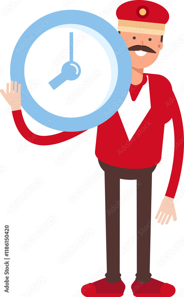 Train Operator Character Holding Clock
Train Operator Character Holding Clock