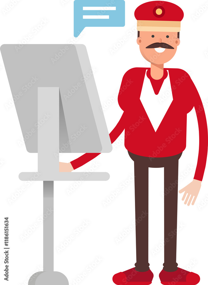 Train Operator Character Working on Computer
Train Operator Character Working on Computer