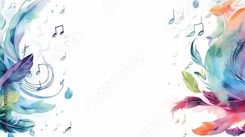 Frame for invitation card a background bedecked with leaf and music not watercolor